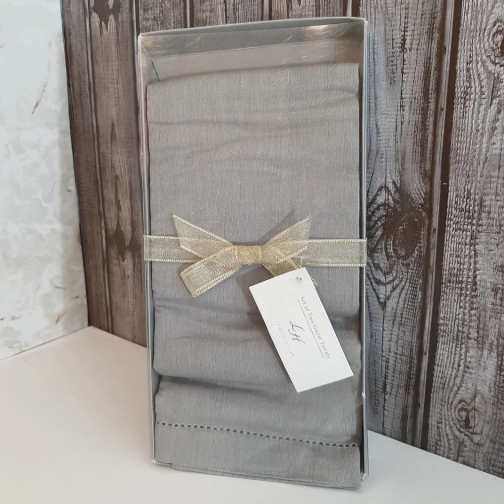 Lamont Home Guest Towel Set Linen Cotton Blend Grey